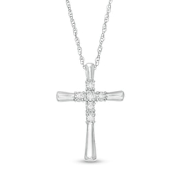 1/20 CT. T.W. Diamond Flared Cross Pendant in Sterling Silver