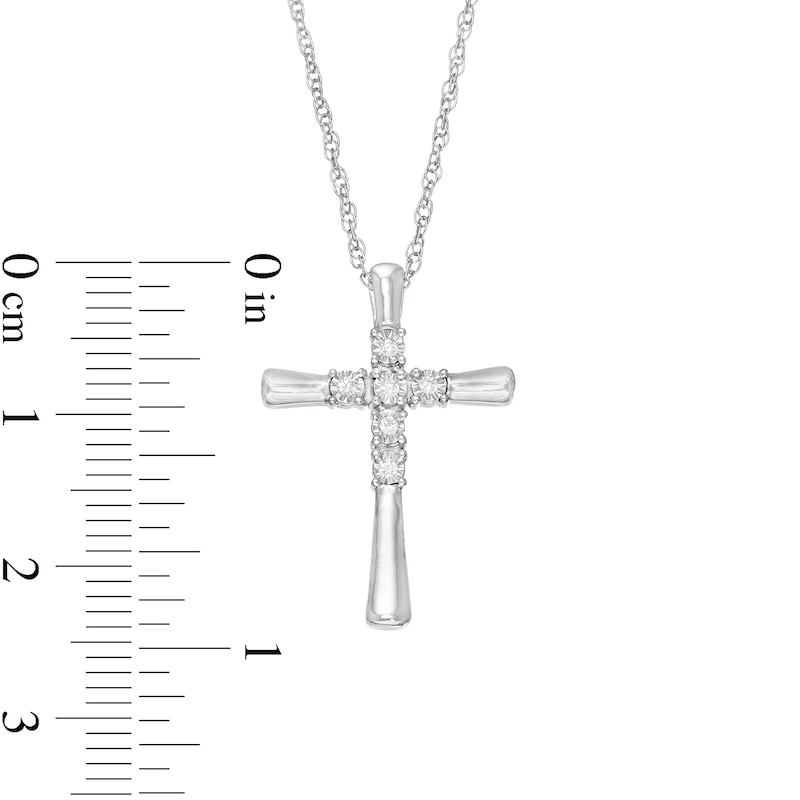 Main Image 2 of 1/20 CT. T.W. Diamond Flared Cross Pendant in Sterling Silver