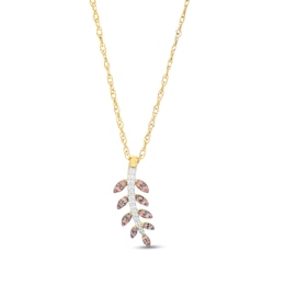 1/6 CT. T.W. Enhanced Champagne and White Diamond Leafy-Branch Pendant in Sterling Silver with 14K Gold Plate