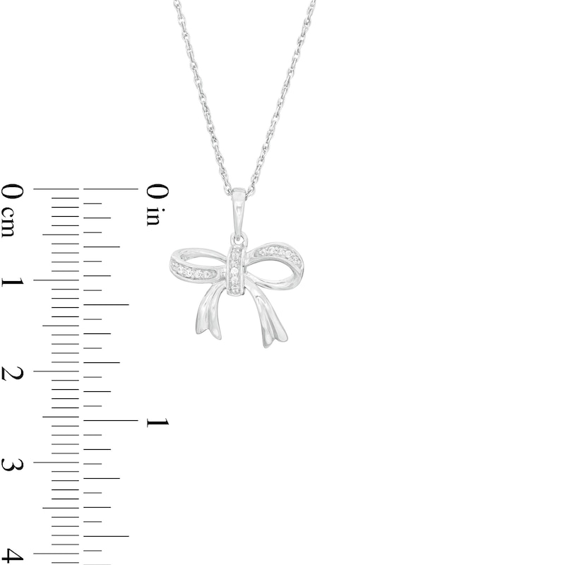 Main Image 2 of 1/20 CT. T.W. Diamond Bow Pendant in Sterling Silver