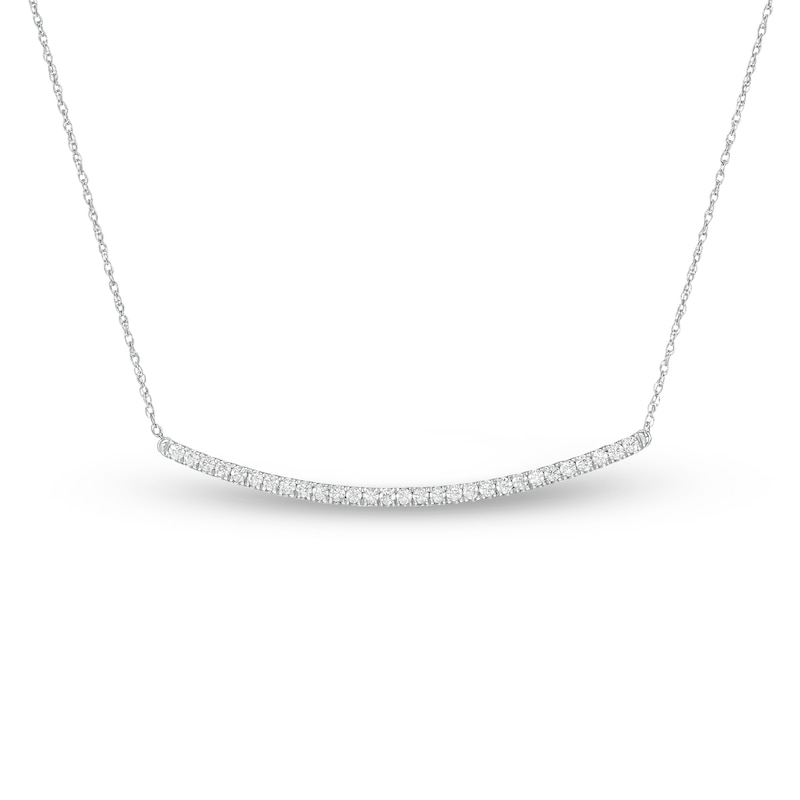 Main Image 1 of 1/2 CT. T.W. Diamond Curved Bar Necklace in Sterling Silver