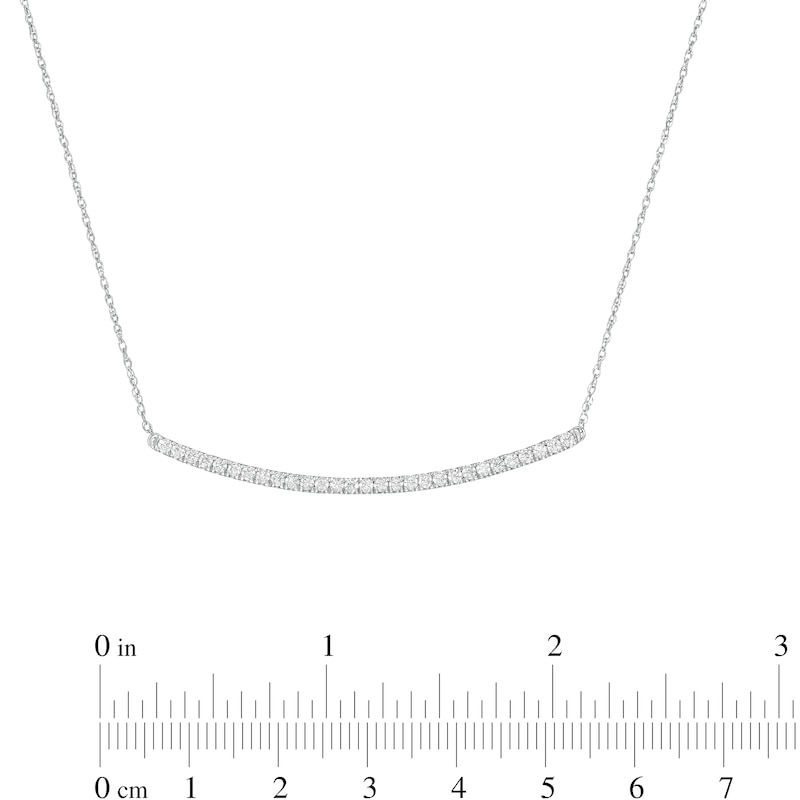 Main Image 2 of 1/2 CT. T.W. Diamond Curved Bar Necklace in Sterling Silver