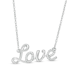 1/20 CT. T.W. Diamond &quot;Love&quot; Script Necklace in Sterling Silver
