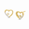 Thumbnail Image 1 of 1/20 CT. T.W. Diamond Heart Frame Stud Earrings in Sterling Silver with 14K Gold Plate