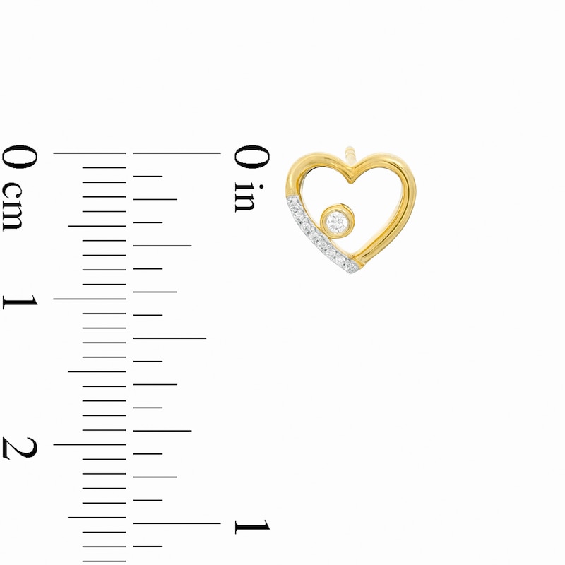 Main Image 2 of 1/20 CT. T.W. Diamond Heart Frame Stud Earrings in Sterling Silver with 14K Gold Plate