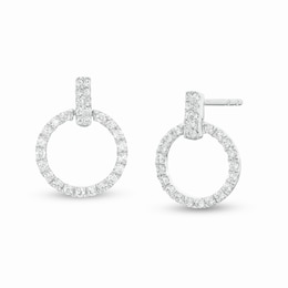 1/4 CT. T.W. Diamond Doorknocker Drop Earrings in Sterling Silver