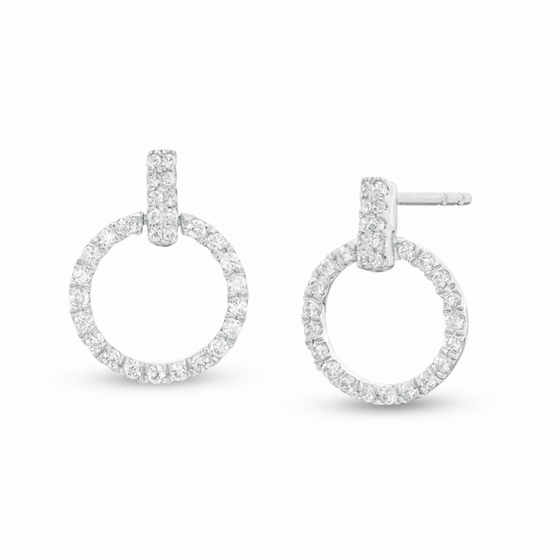 Main Image 1 of 1/4 CT. T.W. Diamond Doorknocker Drop Earrings in Sterling Silver