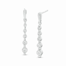 1/6 CT. T.W. Diamond Graduated Linear Drop Earrings in Sterling Silver