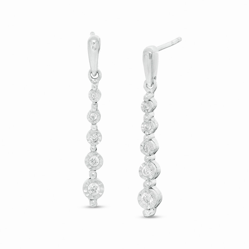 Main Image 1 of 1/6 CT. T.W. Diamond Graduated Linear Drop Earrings in Sterling Silver