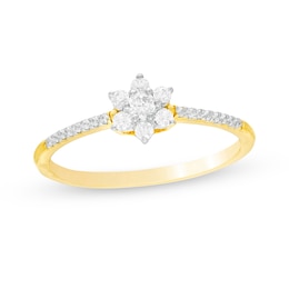 1/5 CT. T.W. Composite Diamond Flower Promise Ring in 10K Gold