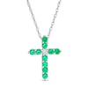 Thumbnail Image 1 of Lab-Created Emerald and White Sapphire Cross Pendant in Sterling Silver