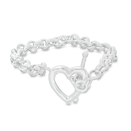 Heart Toggle Bracelet in Sterling Silver - 7.5&quot;