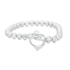 Thumbnail Image 1 of Beaded Heart Toggle Bracelet in Sterling Silver - 8.0&quot;