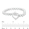 Thumbnail Image 2 of Beaded Heart Toggle Bracelet in Sterling Silver - 8.0&quot;