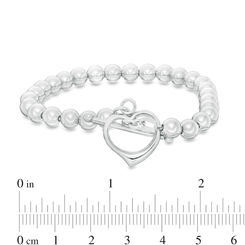 Heart Charm Toggle Bracelet in Sterling Silver - 7.25