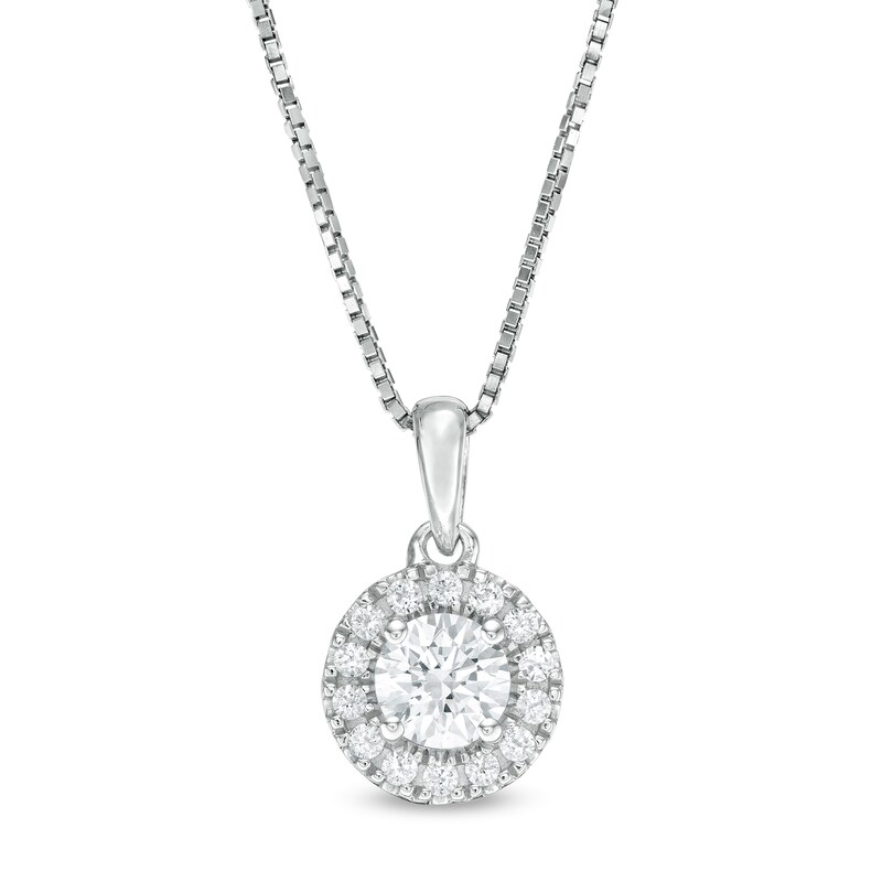 Main Image 1 of 1/2 CT. T.W. Diamond Frame Pendant in 14K White Gold (I/I2)