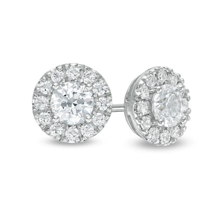 1/2 Ct. T.W. Diamond Frame Stud Earrings in 14K White Gold (I/I2)
