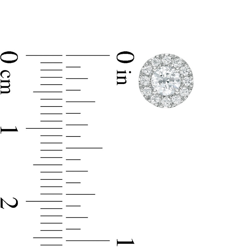 Main Image 3 of 3/4 CT. T.W. Diamond Frame Stud Earrings in 14K White Gold (I/I2)