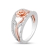 Thumbnail Image 2 of Enchanted Disney Belle 1/5 CT. T.W. Diamond Rose Open Shank Ring in Sterling Silver and 10K Rose Gold