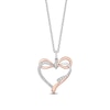 Thumbnail Image 1 of Enchanted Disney Snow White 1/10 CT. T.W. Diamond Bow Tied Heart Pendant in Sterling Silver and 10K Rose Gold - 19&quot;