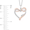 Thumbnail Image 3 of Enchanted Disney Snow White 1/10 CT. T.W. Diamond Bow Tied Heart Pendant in Sterling Silver and 10K Rose Gold - 19&quot;