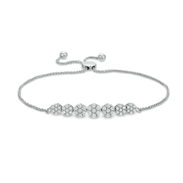 1 CT. T.W. Multi-Diamond Seven Stone Bolo Bracelet in 10K White Gold - 10&quot;