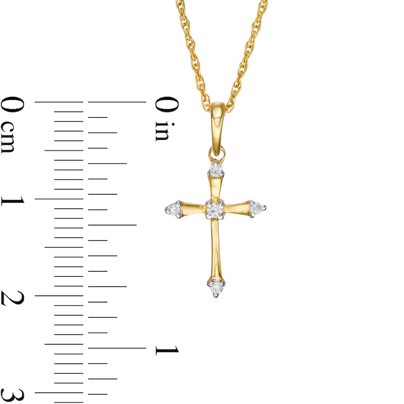 1/20 CT. T.W. Diamond Flared Cross Pendant in 10K Gold