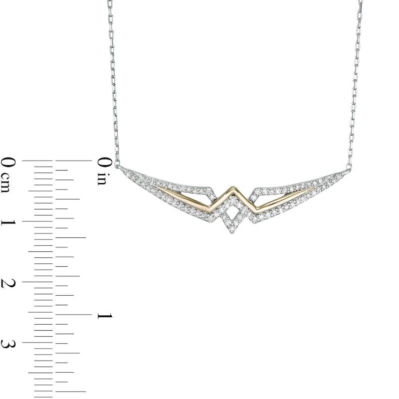 Main Image 3 of Wonder Woman™ Collection 1/4 CT. T.W. Diamond Princess Tiara Necklace in Sterling Silver and 10K Gold