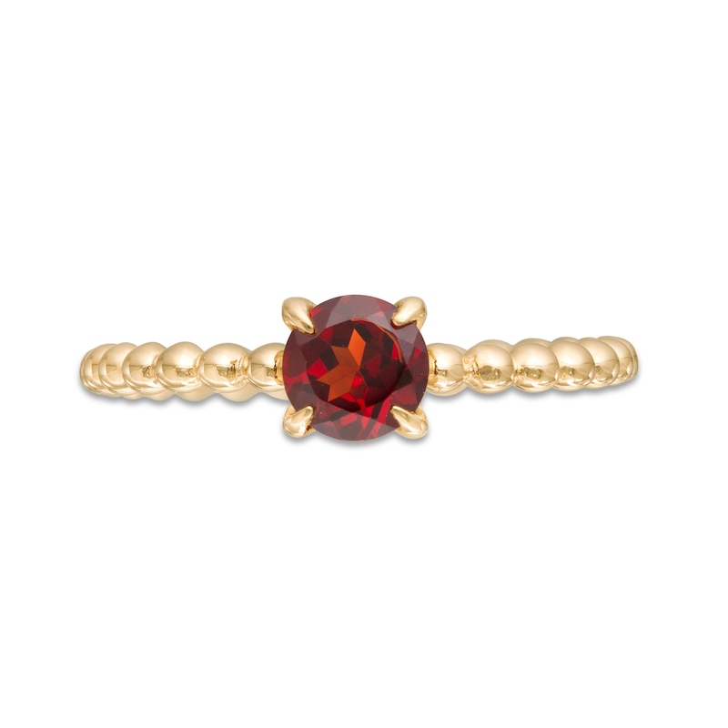 Main Image 4 of 5.0mm Garnet Bead Shank Ring in 10K Gold