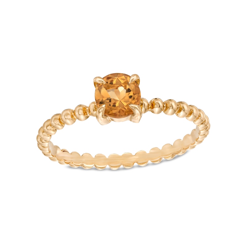 Main Image 1 of 5.0mm Citrine Bead Shank Ring in 10K Gold