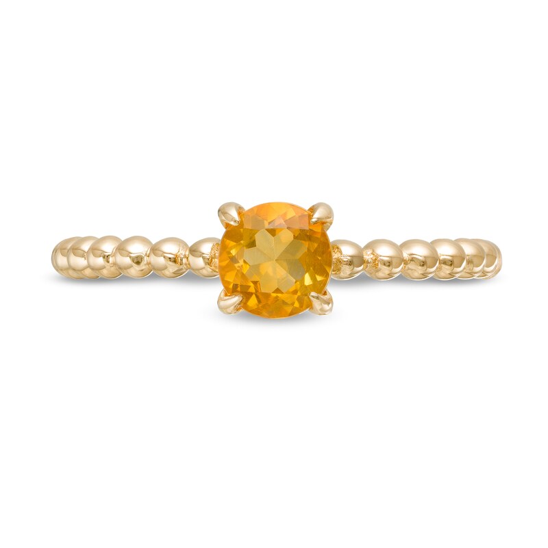 Main Image 4 of 5.0mm Citrine Bead Shank Ring in 10K Gold