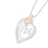 Thumbnail Image 1 of 1/8 CT. T.W. Diamond Heart with "Mom" Pendant in Sterling Silver and 10K Rose Gold