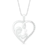 Thumbnail Image 1 of 1/20 CT. T.W. Diamond Motherly Love Ribbon Heart Pendant in Sterling Silver