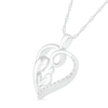 Thumbnail Image 2 of 1/20 CT. T.W. Diamond Motherly Love Ribbon Heart Pendant in Sterling Silver