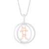 Thumbnail Image 1 of 1/10 CT. T.W. Diamond Linear &quot;MOM&quot; Open Circle Pendant in Sterling Silver and 10K Rose Gold