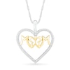 Thumbnail Image 1 of 1/6 CT. T.W. Diamond &quot;MOM&quot; with Butterfly Heart Pendant in Sterling Silver and 14K Gold Plate