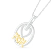 Thumbnail Image 2 of 1/20 CT. T.W. Diamond Heart &quot;MOM&quot; Circle Pendant in Sterling Silver and 14K Gold Plate