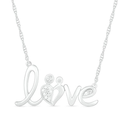 Diamond Accent Cursive Motherly &quot;love&quot; Necklace in Sterling Silver
