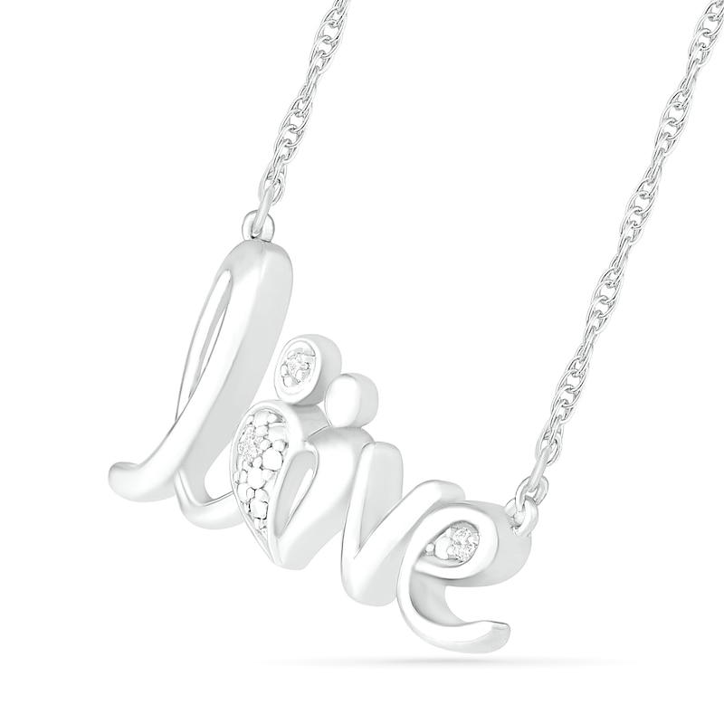 Main Image 2 of Diamond Accent Cursive Motherly &quot;love&quot; Necklace in Sterling Silver