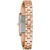 Thumbnail Image 2 of Ladies' Caravelle by Bulova Rose-Tone Bangle Watch with Rectangular Silver-Tone and White Dial (Model: 44L264)