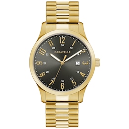 Men's Caravelle by Bulova Gold-Tone Expansion Watch with Grey Dial (Model: 44B126)