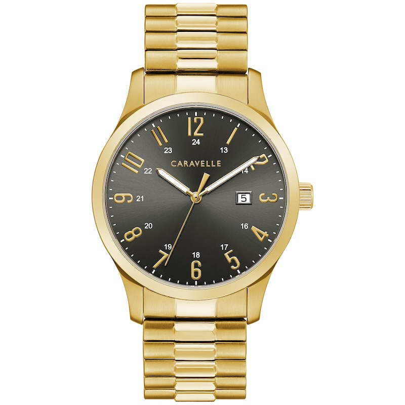 Main Image 1 of Men's Caravelle by Bulova Gold-Tone Expansion Watch with Grey Dial (Model: 44B126)