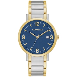 Men's Caravelle by Bulova Two-Tone Watch with Blue Dial (Model: 45A149)