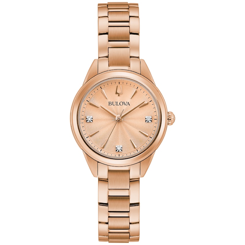 Ladies' Bulova Sutton Diamond Accent Rose-Tone Watch with Rose-Tone Dial (Model: 97P151)