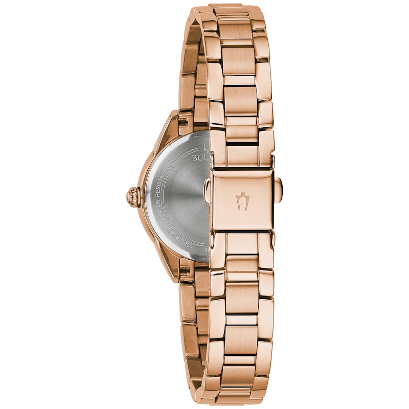 Main Image 3 of Ladies' Bulova Sutton Diamond Accent Rose-Tone Watch with Rose-Tone Dial (Model: 97P151)