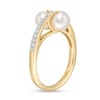 Thumbnail Image 3 of 5.0-6.5mm Freshwater Cultured Pearl and White Topaz Bypass Ring in Sterling Silver with 14K Gold Plate-Size 7