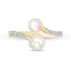 Thumbnail Image 4 of 5.0-6.5mm Freshwater Cultured Pearl and White Topaz Bypass Ring in Sterling Silver with 14K Gold Plate-Size 7