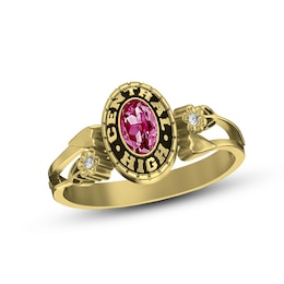 Ladies' Simulated Oval Birthstone Split Shank High School Class Ring by ArtCarved (1 Stone)