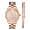 Thumbnail Image 0 of Ladies' JBW Mondrian 1/6 CT. T.W. Diamond And Crystal Accent 18K Rose Gold Plate Watch and Bangle Set (Model: J6303-SetC)