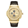 Thumbnail Image 1 of Men's JBW Saxon 1/6 CT. T.W. Diamond and Crystal Accent 18K Gold Plate Leather Strap Watch (Model: JB-6101L-E)